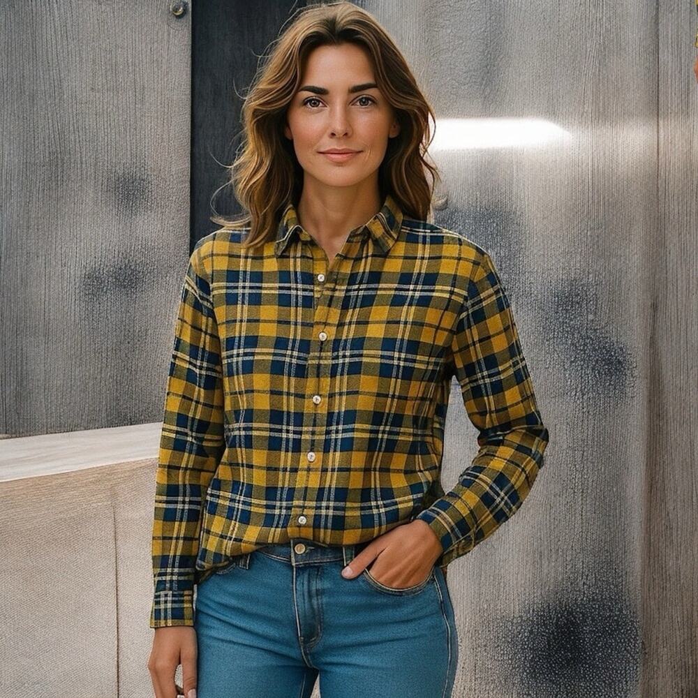 Frank & Eileen Italian Woven Finbar Plaid Shirt S Long Sleeve Button Front